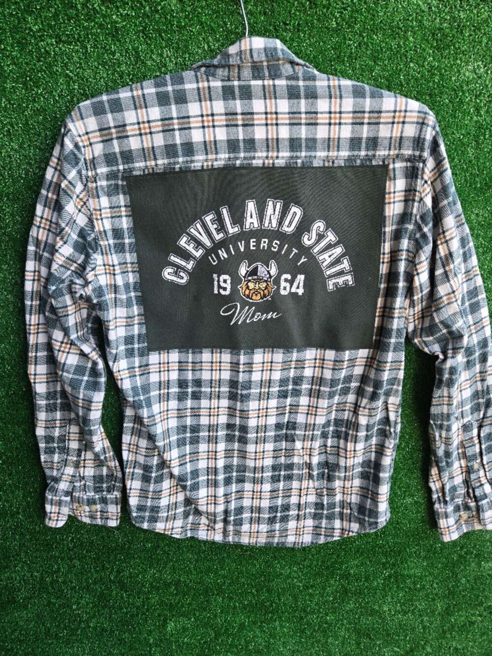 Cleveland State MOM flannel shirt reworked, upcycled, DIY